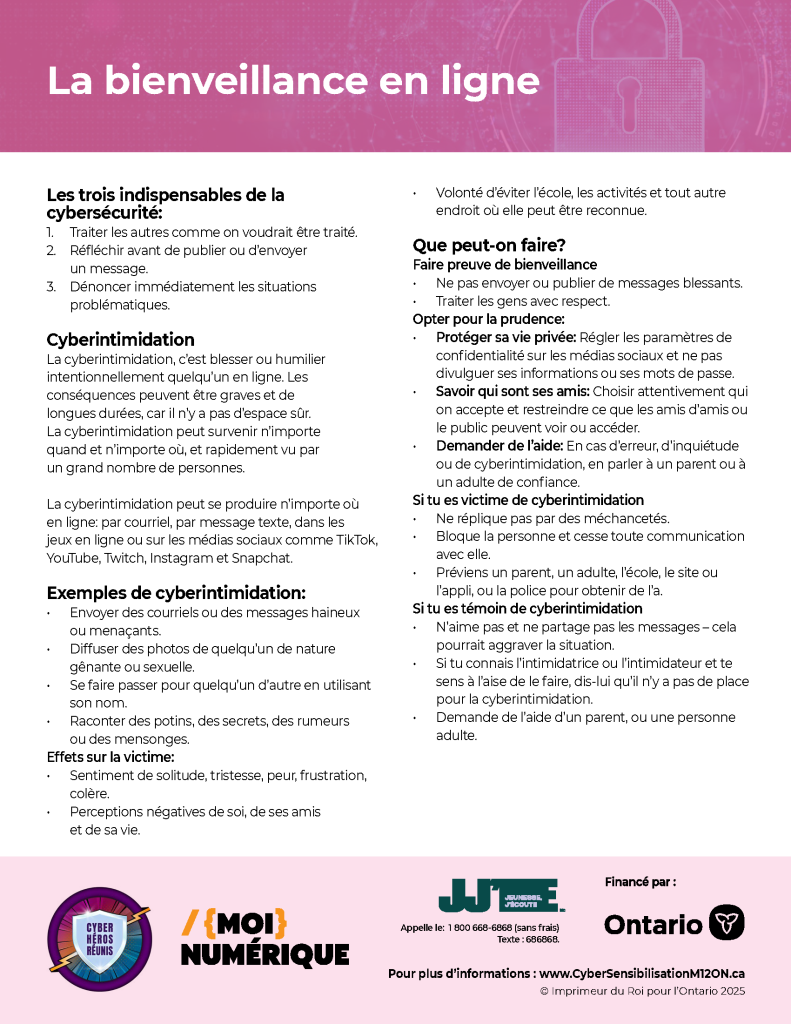 Image de la fiche d'information intitulée « La bienveillance en ligne »