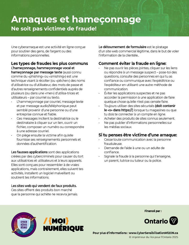 Image de la fiche d'information intitulée « Arnaques et hameçonnage »