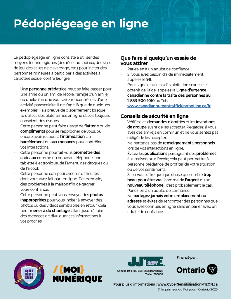 Image de la fiche d'information intitulée « Pédopiégeage en ligne »