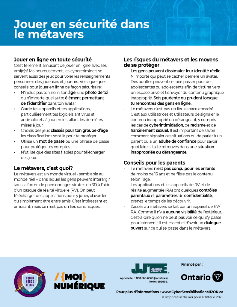 Image de la fiche d'information intitulée « Jouer en sécurité dans le métavers »